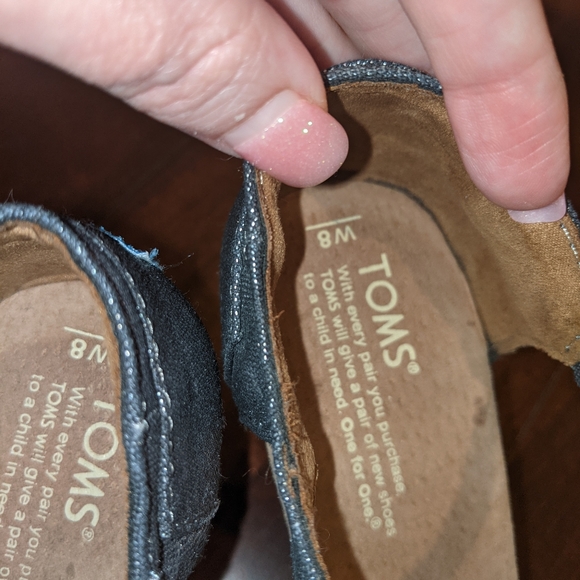 Toms Metallic Silver Wedge Sandals Sz 8 - Picture 3 of 9